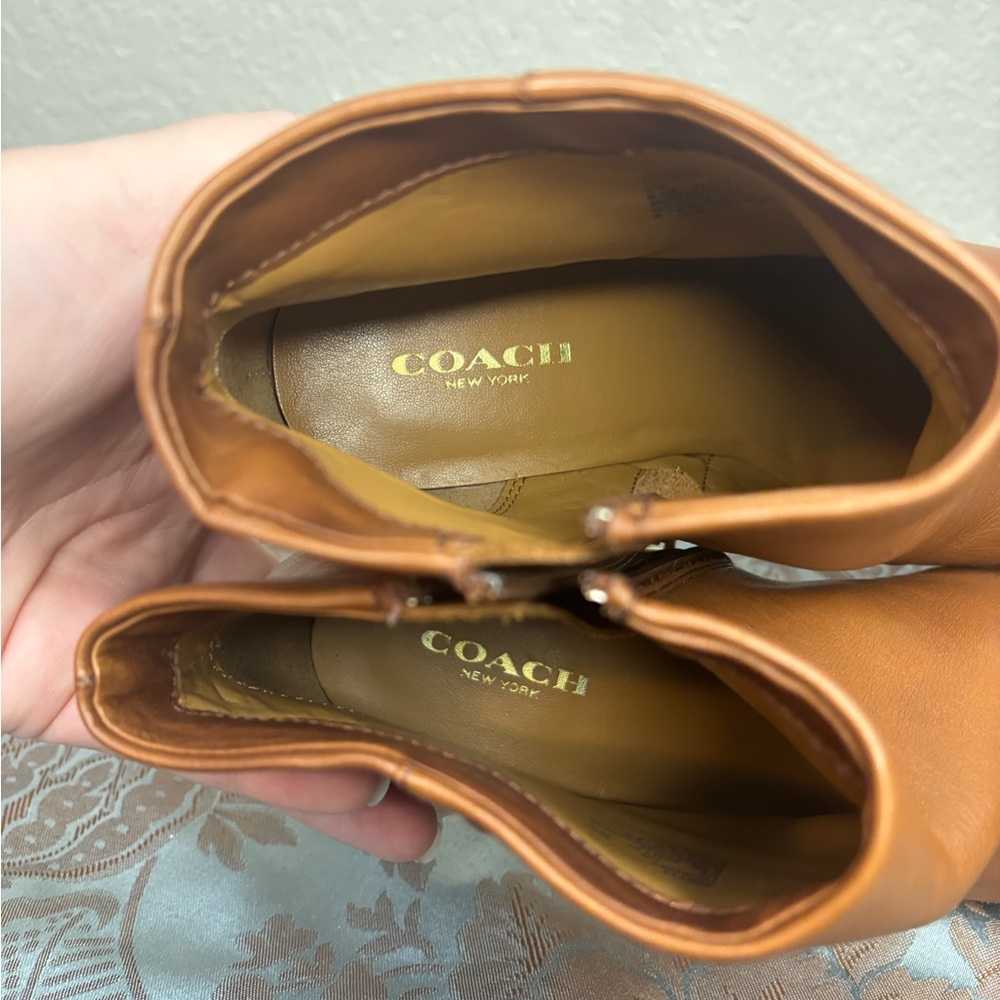 Coach Hickory Calf Ankle Heeled Booties in Saddle Size 6.5 - Picture 13 of 15